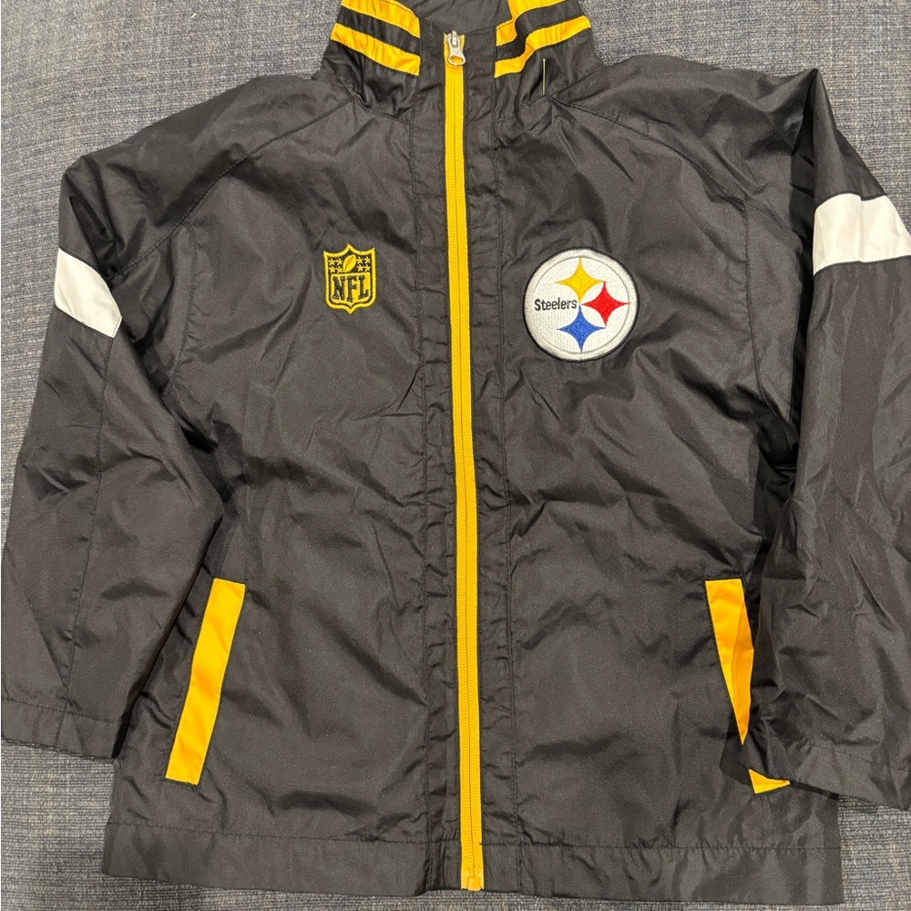 NFL Kids Black and Yellow Rain Jacket Pittsburgh Steelers Size L (7)